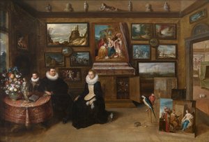 The Kunstkammer with a married couple and their son, First third of 17th century by Frans Francken the Younger