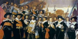 Group portrait of officers and sub-alterns of the Civic Guard in Haarlem by Frans Hals