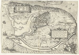 Map of the Island of Voorne and Plan of Brielle, 1572 by Frans Hogenberg