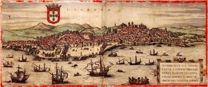 View of Lisbon and Tagus River From: Civitates Orbis Terrarum, 1572 by Frans Hogenberg