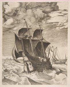 A Dutch Hulk and a Boeier from The Sailing Vessels, 1565