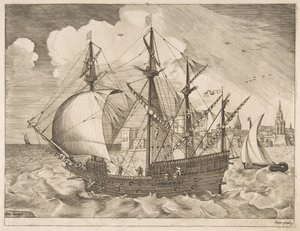Armed Four-Master Putting Out to Sea from The Sailing Vessels by Frans Huys