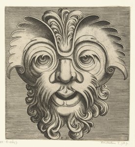 Mask with Beard and Mustache with Curls, a Tuft of Curls Resting on the Bridge of the Nose