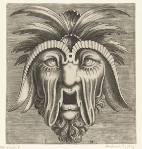 Mask with a Gaping, Toothless Mouth, Sagging Cheeks, and Tufts on the Head by Frans Huys