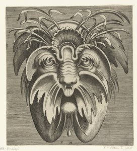 Mask with Sagging Cheeks and a Mustache, with Grasses in the Hair by Frans Huys