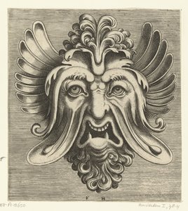 Mask with Sagging Cheeks, Two Pointed Lower Teeth, and a Tuft of Curls Resting on the Bridge of the Nose