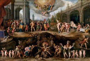 Man Having to Choose Between the Virtues and Vices by Frans II Francken
