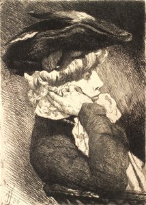 Bust of a Seated Young Lady with Hat, Sharp Profile by Frans Schwartz