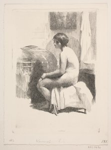 Nude Female Model Sitting in a Room by Frans Schwartz
