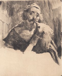 Old shepherd playing bagpipes