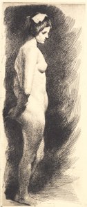 Standing Nude Female Model in Profile to the Right