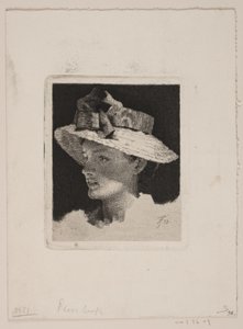 Young Girl with Straw Hat, Profile to the Left by Frans Schwartz