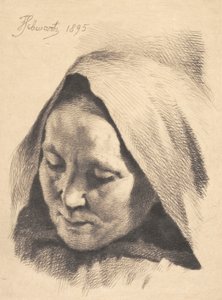 Elderly Woman with a Hood Over Her Head
