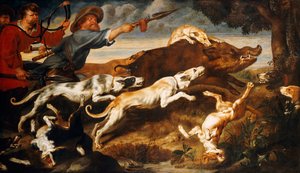 A Boar Hunt by Frans Snyders or Snijders