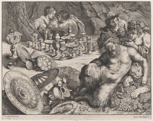 Bacchus and Drunken Silenus by Frans van den Wyngaerde