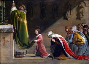 Saint Ludmila and Saint Wenceslaus during the Mass by Frantisek Tkadlik