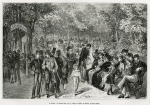 The Prater: the great walkway. Engraving by Kollarz, to illustrate the story Vienna and its suburbs, by M. Newlinski, in 1881, published in the Tour du monde, under the direction of Edouard Charton (1807-1890) by Franz (after) Kollarz