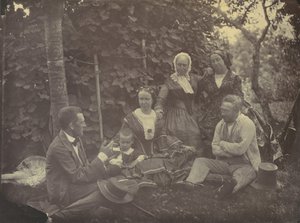 Three Women, Two Men, and a Child on a Picnic