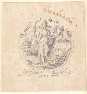 Abundance as a Standing Female Figure with Cornucopia and Peace