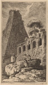 The Pyramid of Sesto near the Gates of St. Pauli in Rome by Franz Edmund Weirotter