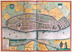 Kampen and the river IJssel, Netherlands by Franz Hogenberg