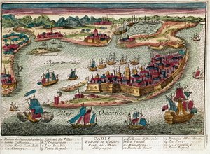 Map of Cadiz - Spain by Franz Hogenberg