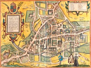 Map of Cambridge, England by Franz Hogenberg