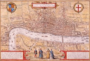 Map of the City of London, Southwark and part of Westminster by Franz Hogenberg