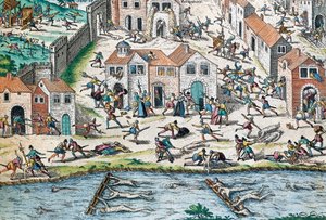 Scene from French Wars of Religion, engraving by Franz Hogenberg