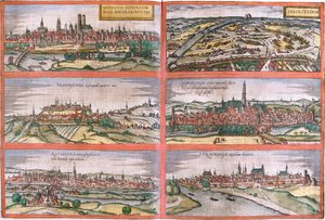 Views of Munich, Ingolstadt, Freising, Nordlingen, Regensburg and Straubing, Germany by Franz Hogenberg