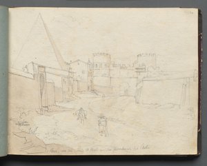 Album with Views of Rome and Surroundings, Landscape Studies, page 06a: Rome von der Porta St. Paolo by Franz Johann Heinrich Nadorp