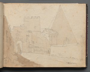 Album with Views of Rome and Surroundings, Landscape Studies, page 08a: Porta St. Paolo by Franz Johann Heinrich Nadorp