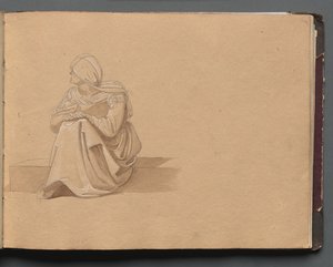 Album with Views of Rome and Surroundings, Landscape Studies, Page 19a: Seated Female Figure by Franz Johann Heinrich Nadorp