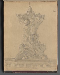 Album with Views of Rome and Surroundings, Landscape Studies, page 21a: Roman Fountain by Franz Johann Heinrich Nadorp
