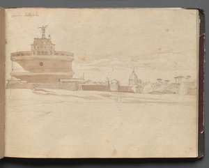 Album with Views of Rome and Surroundings, Landscape Studies, page 23a: Castle Saint Angelo, Rome by Franz Johann Heinrich Nadorp
