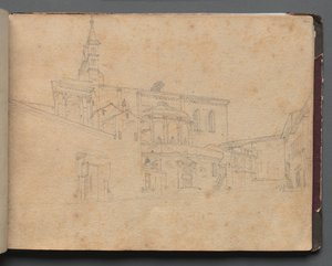 Album with Views of Rome and Surroundings, Landscape Studies, page 26a: Roman Architectural View by Franz Johann Heinrich Nadorp