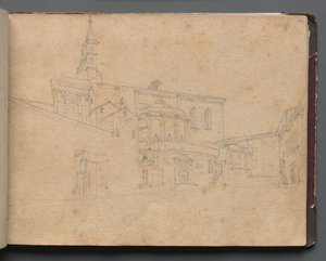Album with Views of Rome and Surroundings, Landscape Studies, page 26a: Roman Architectural View by Franz Johann Heinrich Nadorp