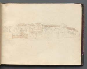 Album with Views of Rome and Surroundings, Landscape Studies, Page 30a: Roman Panoramic View by Franz Johann Heinrich Nadorp