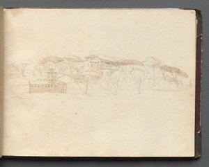 Album with Views of Rome and Surroundings, Landscape Studies, page 30a: Roman Panoramic View by Franz Johann Heinrich Nadorp