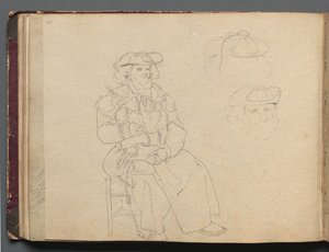 Album with Views of Rome and Surroundings, Landscape Studies, page 38b: Figure Study by Franz Johann Heinrich Nadorp