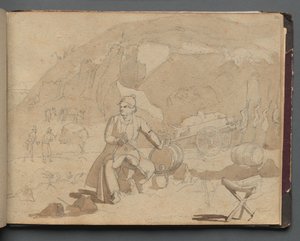 Album with Views of Rome and Surroundings, Landscape Studies, page 39a: Figure in a Landscape by Franz Johann Heinrich Nadorp