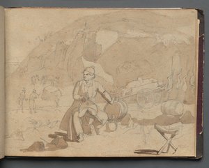 Album with Views of Rome and Surroundings, Landscape Studies, page 39a: Figure in a Landscape by Franz Johann Heinrich Nadorp