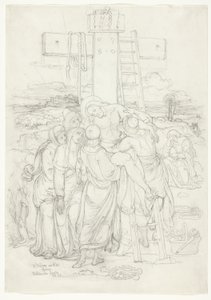 Descent from the Cross with a Silhouette of Jerusalem in the Background by Franz Johann Heinrich Nadorp