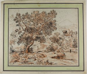 Figures in Idyllic Italianate Landscape by Franz Kobell
