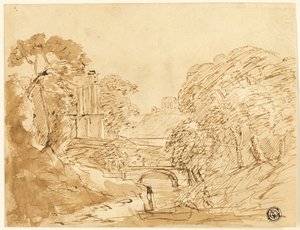 Landscape with Bridge and Ruins by Franz Kobell