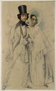 Paul and Amalie Taglioni (Study for the painting “Parade of the First Foot Guards Regiment”, 1839) by Franz Krüger