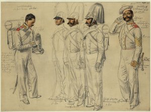 Jacob Kotscheroffskoy, Tschumarinoff Semianoffs, Lumpoff Ismailoff, Sokoloff Feldwebel Gewdokimoff by Franz Krüger