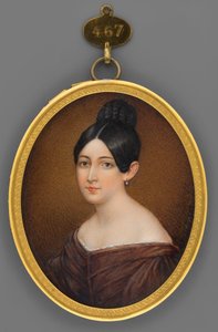 Portrait of a Young Woman in a Brown Dress by Franz Krüger