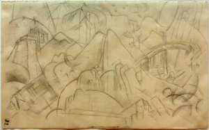 Mountain Landscape with Bridge (Tyrol) by Franz Marc