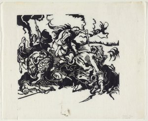 Lion Hunt after Delacroix by Franz Marc